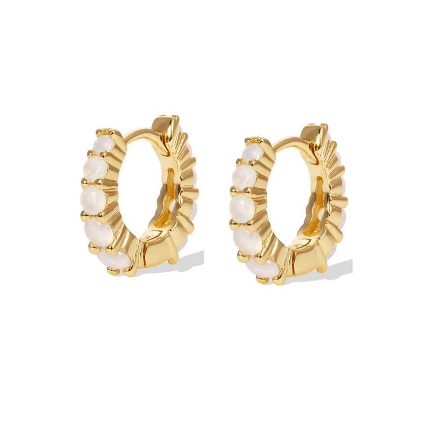 1 Piece 1 Pair 925 Sterling Silver Solid Color Opal 18K Gold Plated White Gold Plated Hoop Earrings