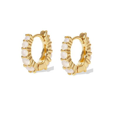 1 Piece 1 Pair 925 Sterling Silver Solid Color Opal 18K Gold Plated White Gold Plated Hoop Earrings