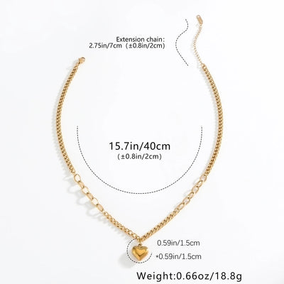 Jewelry Elegant Luxurious Heart Shape 304 Stainless Steel Gold Plated Plating Pendant Necklace