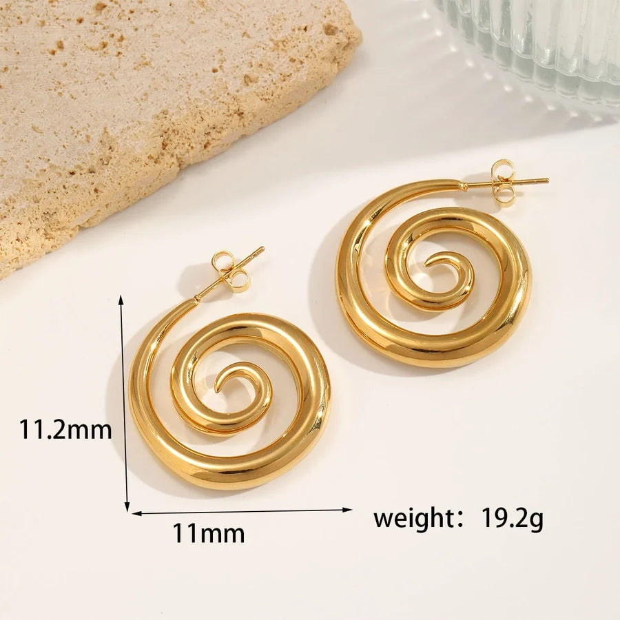 1 Pair Modern Style Commute Spiral Stripe Plating 304 Stainless Steel 18K Gold Plated Ear Studs