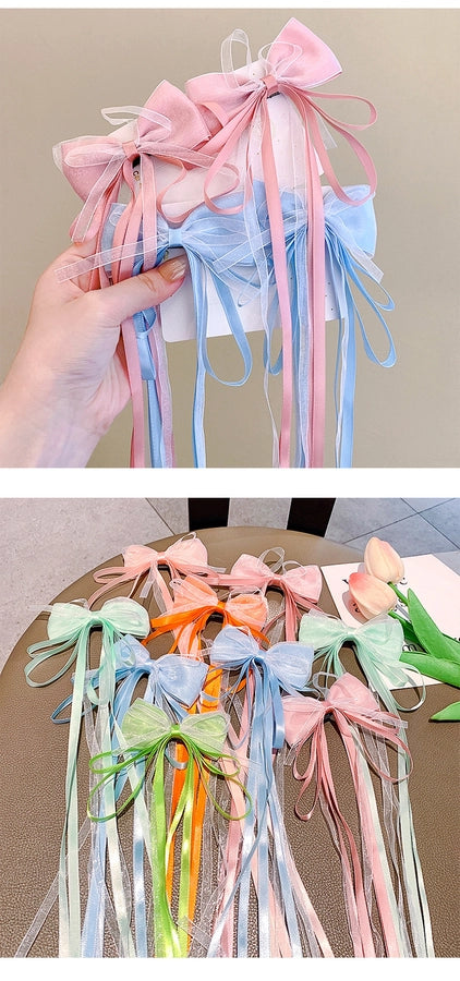 Children's super fairy bow ribbon hairpin baby Chinese style braided hair headwear girl ancient style hanfu hairpin hair accessories