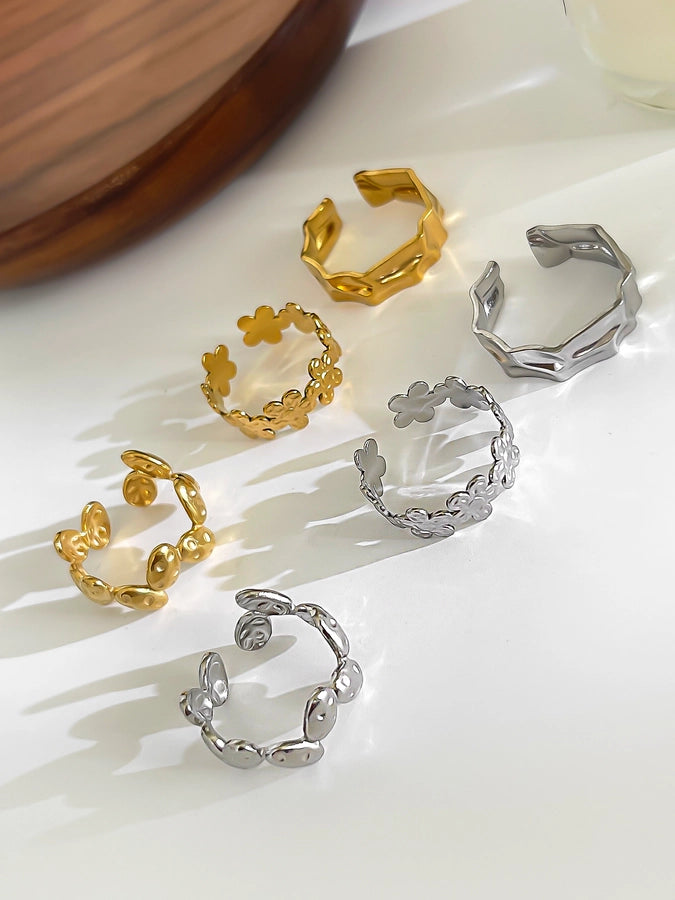 Jewelry IG Style Nordic Style Commute Solid Color 316L Stainless Steel  18K Gold Plated Irregular Open Rings