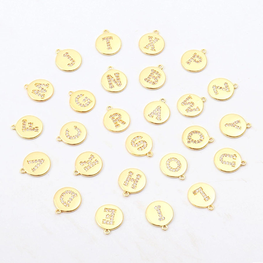 201 Stainless Steel Copper Inlay Letter Zircon Pendant Necklace