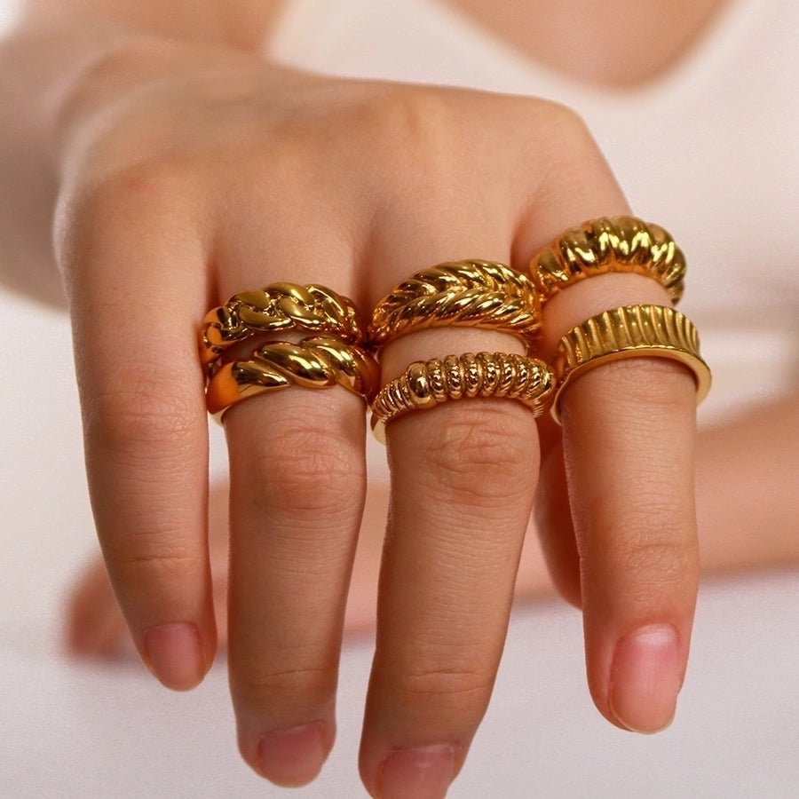 Jewelry Vintage Style Commute Geometric 304 Stainless Steel 18K Gold Plated Rings