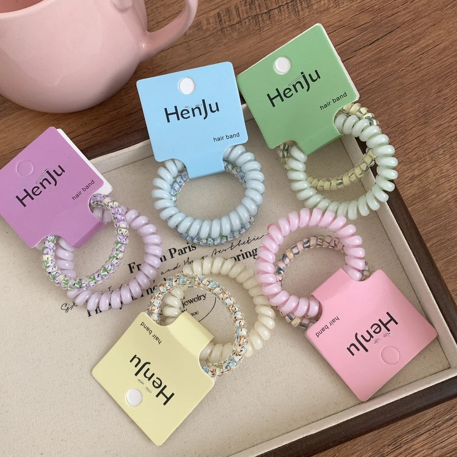 Women's Simple Style Classic Style Solid Color Plastic Telephone Cord Hair Tie