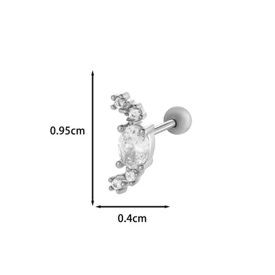 1 Piece IG Style Simple Style Korean Style Heart Shape Butterfly Bow Knot Inlay 316 Stainless Steel  Copper Zircon Ear Studs