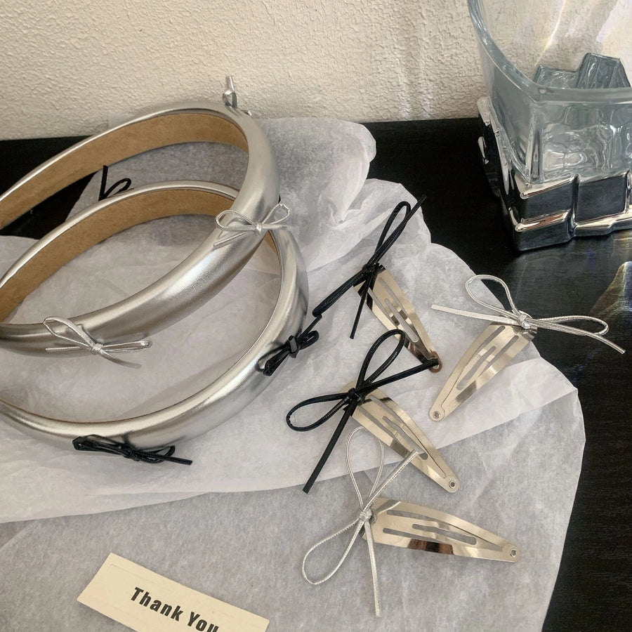 Women's Sweet Simple Style Bow Knot Leather Hair Clip Hair Band
