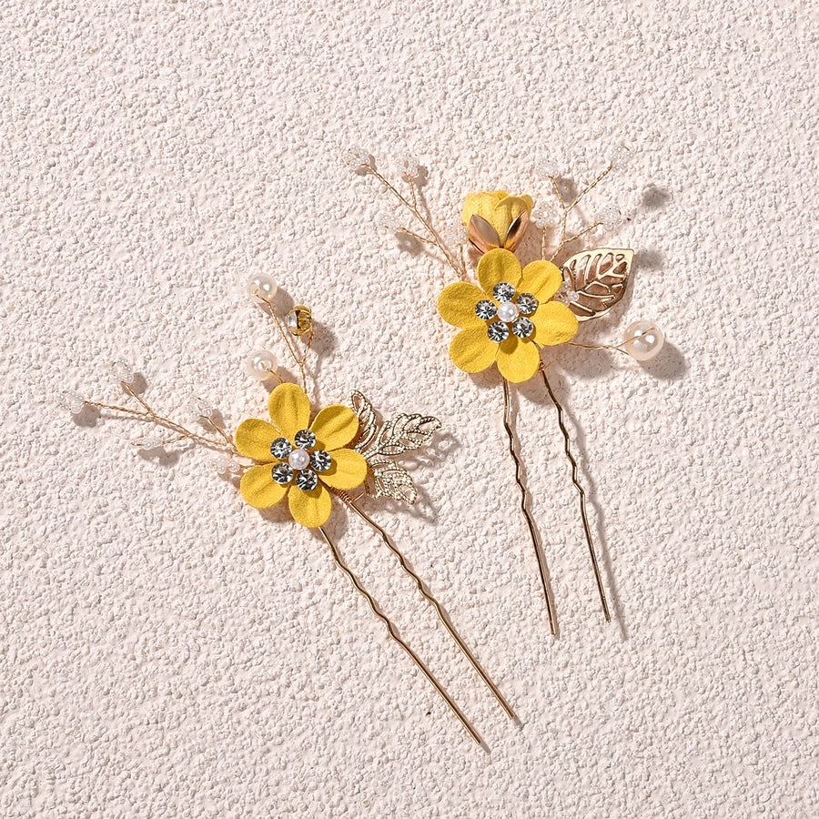sweet flower alloy cloth hairpin