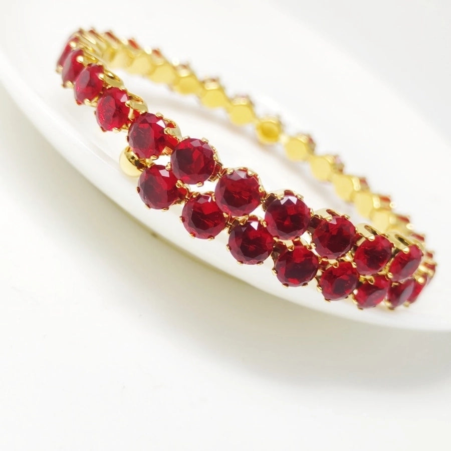 Elegant Solid Color 304 Stainless Steel 18K Gold Plated Zircon Bangle In Bulk