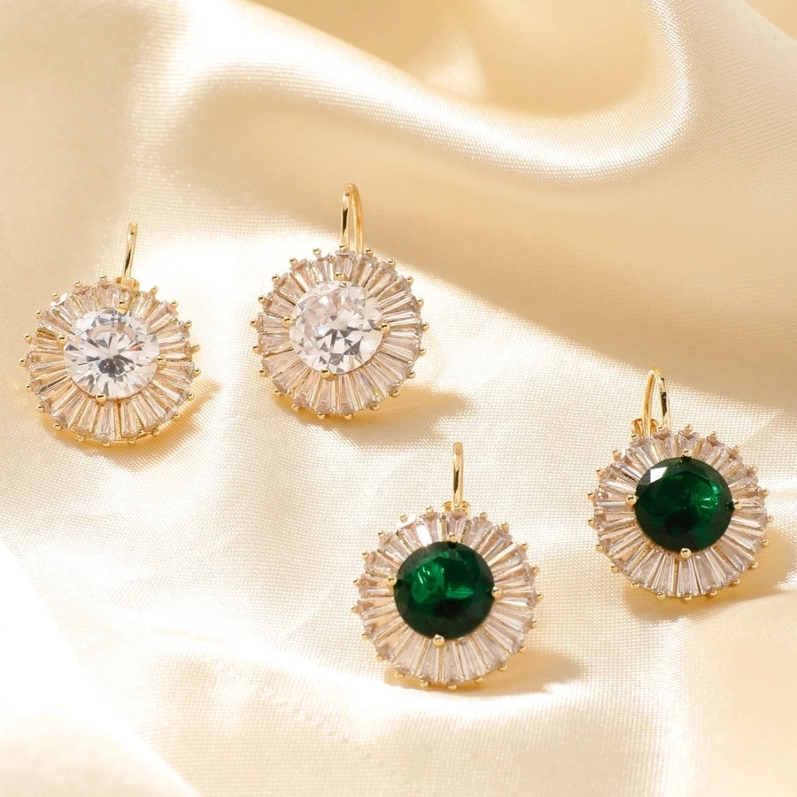 1 Pair Glam Shiny Korean Style Round Inlay Copper Zircon K Gold Plated Rhodium Plated Ear clip