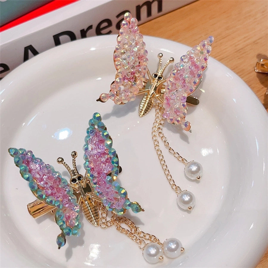Kid'S Simple Style Butterfly Alloy Rhinestone Plating Hair Clip