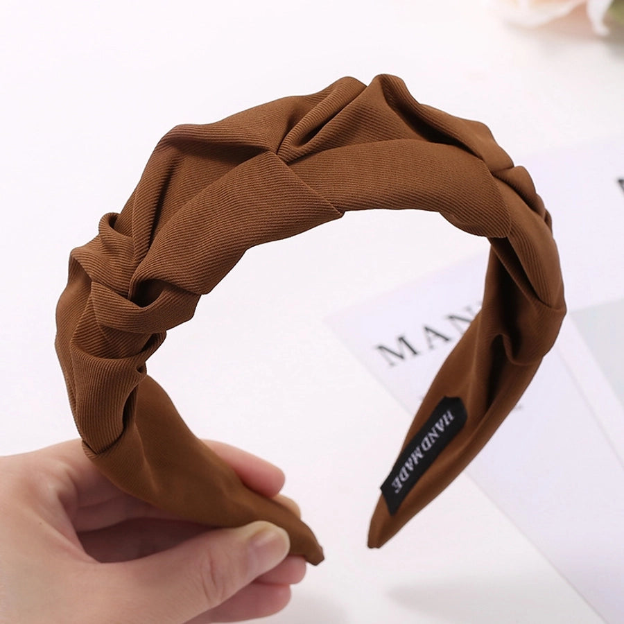 sweet solid color cloth pleated hair band