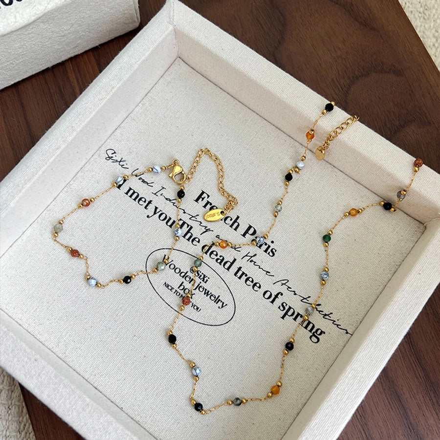 Jewelry Simple Style Geometric Titanium Steel Plating Bracelets Necklace