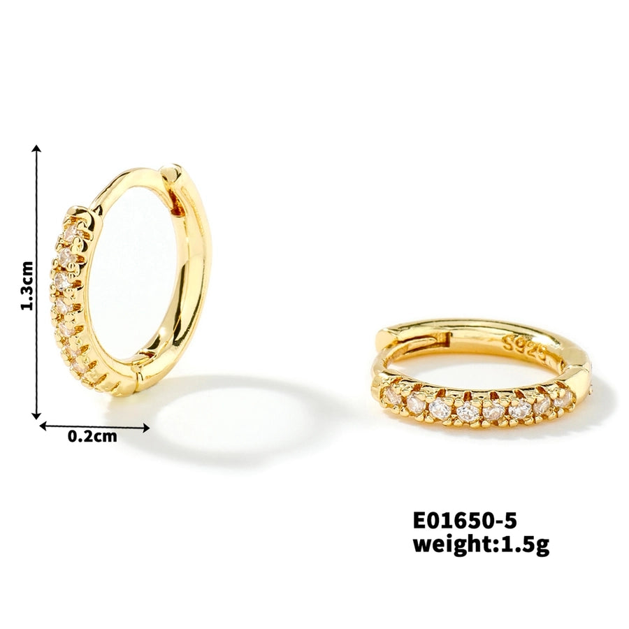 1 Pair Casual Elegant Lady Round Inlay Copper Zircon Rhodium Plated Earrings