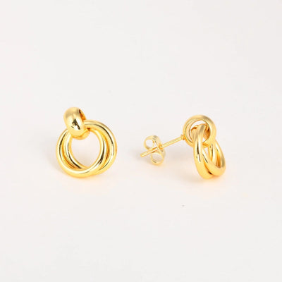 1 Pair Simple Style Double Ring Copper 18K Gold Plated Drop Earrings