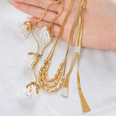 Jewelry Elegant Lady Geometric 304 Stainless Steel Zircon 14K Gold Plated Plating Three Layer Necklace Necklace