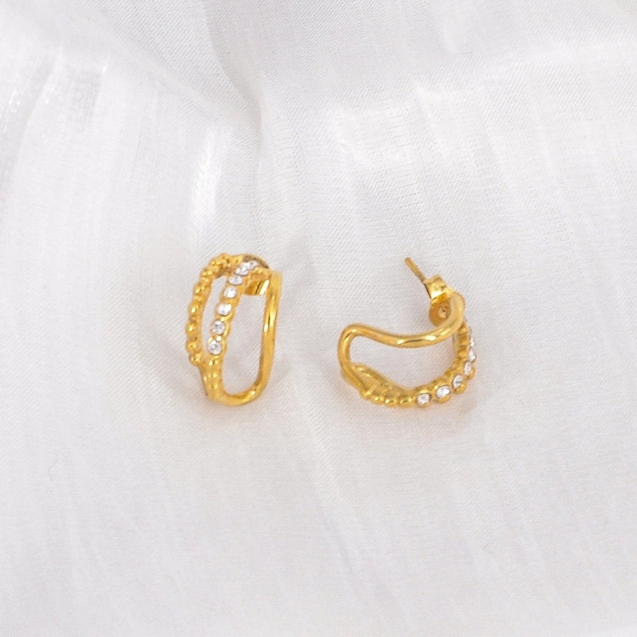 1 Pair Elegant C Shape 304 Stainless Steel 18K Gold Plated Ear Studs