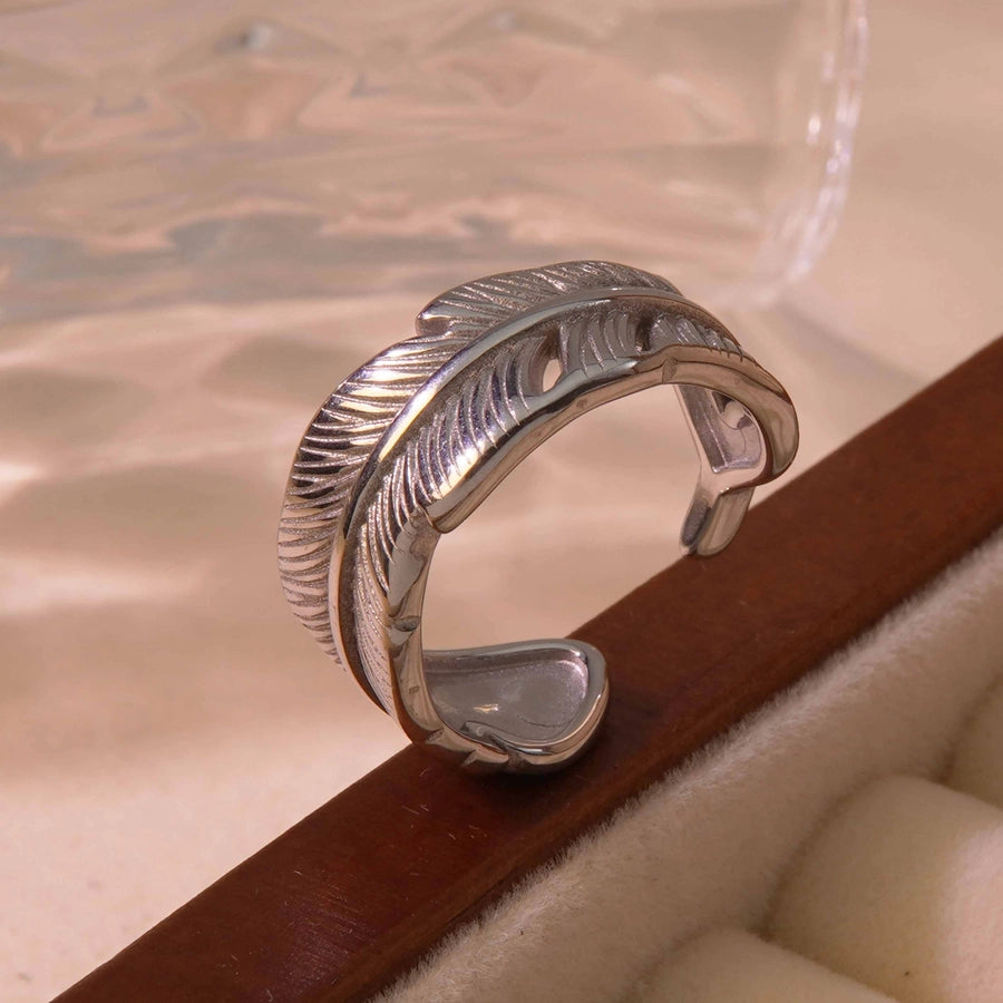 Jewelry Lady Novelty Streetwear Geometric Rectangle 304 Stainless Steel Shell 18K Gold Plated Inlay Open Rings