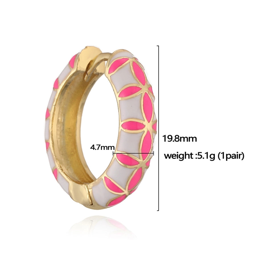 1 Pair Vacation Sweet Simple Style Flower Enamel Copper 18K Gold Plated Earrings