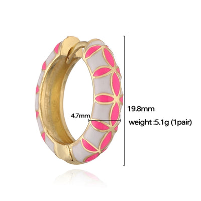 1 Pair Vacation Sweet Simple Style Flower Enamel Copper 18K Gold Plated Earrings