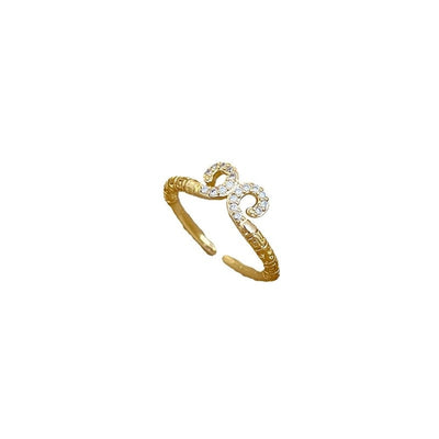 Titanium Steel Brass Gold Plated Inlay Geometric Zircon Brass Rings