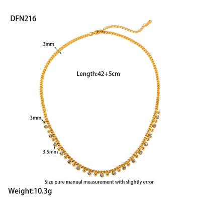 Jewelry IG Style Simple Style Geometric Solid Color Titanium Steel Rhinestones 18K Gold Plated Plating Necklace