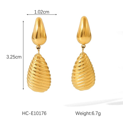 1 Pair IG Style Geometric Water Droplets Solid Color Plating 304 Stainless Steel 18K Gold Plated Drop Earrings