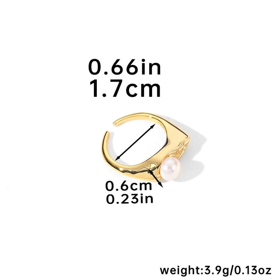 Jewelry Elegant Pearl Freshwater Pearl Copper Freshwater Pearl 18K Gold Plated Palladium White K Open Rings