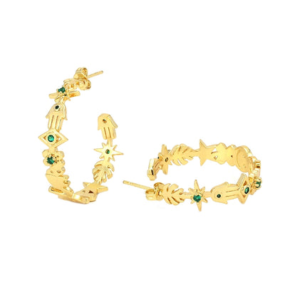 1 Pair IG Style Exaggerated Streetwear Devil's Eye  Inlay Copper Zircon 18K Gold Plated Ear Studs