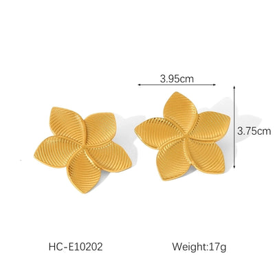 1 Pair IG Style Flower Plating Inlay 304 Stainless Steel Pearl 18K Gold Plated Ear Studs