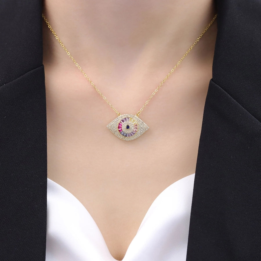 Copper Plating Devil's Eye Pendant Necklace