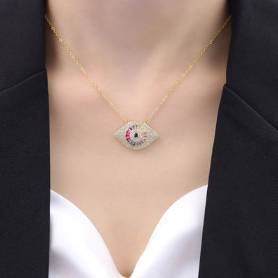 Copper Plating Devil's Eye Pendant Necklace