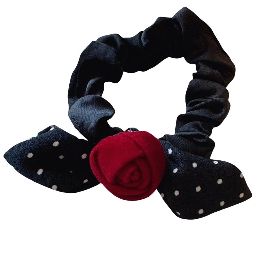Women's Classic Style Polka Dots Bow Knot Cloth Flannel Printing Hair Tie