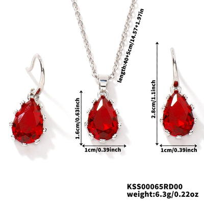 Copper Rhodium Plated Inlay Water Droplets Glass Jewelry Set