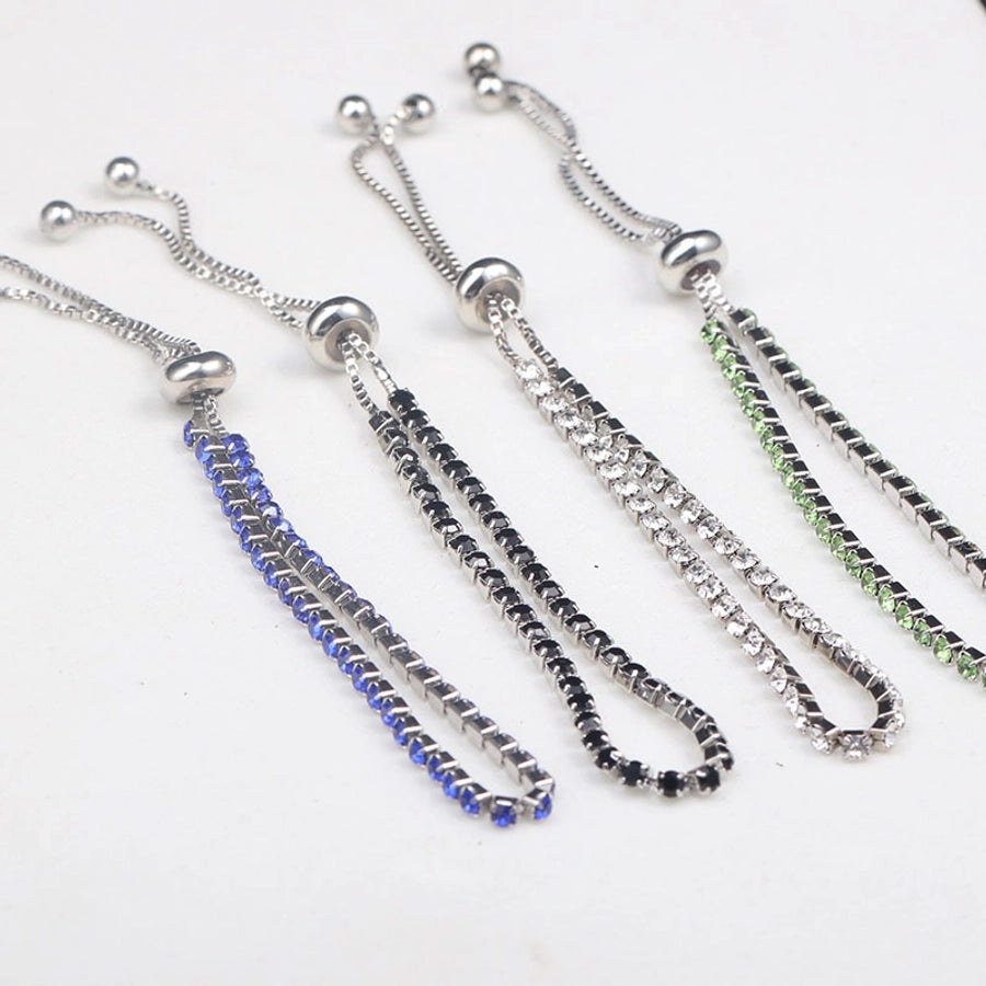 Europe and the United States  hot jewelry fashion simple 4mm copper inlaid zircon bracelet women's high-grade  adjustable bracelet