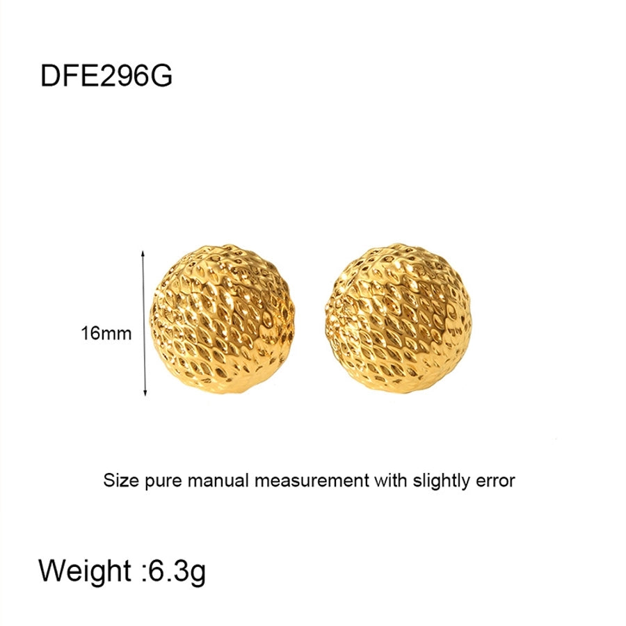 1 Pair Simple Style IG Style Round Plating 304 Stainless Steel Ear Studs