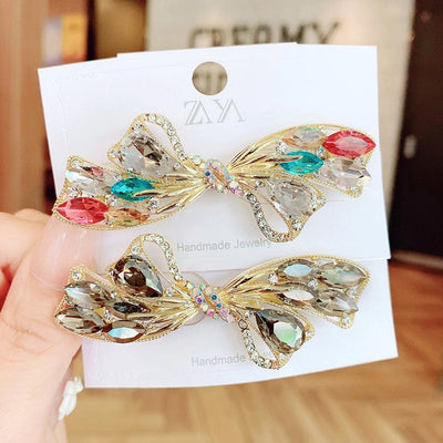 sweet bow knot artificial crystal hair clip