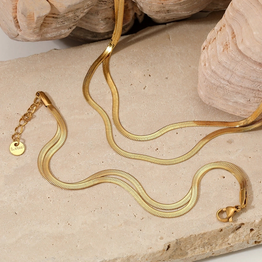 Jewelry Vacation Modern Style Solid Color 304 Stainless Steel 16K Gold Plated White Gold Plated Gold Plated Polishing Plating Bracelets Anklet Necklace