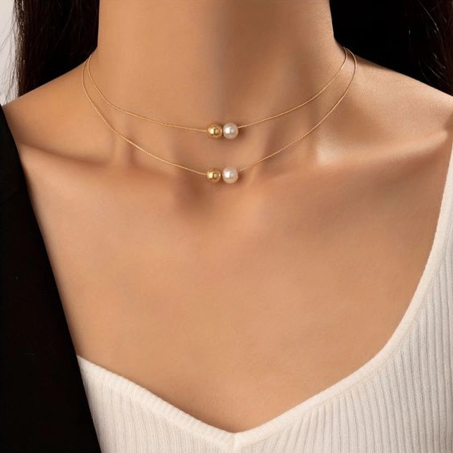 Jewelry Sweet Simple Style Solid Color 304 Stainless Steel 18K Gold Plated Plating Pendant Necklace