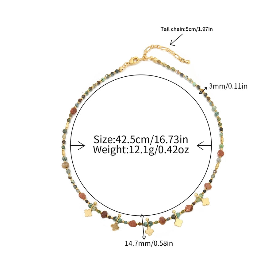 Casual Cute Commute Irregular natural stone Copper Beaded Chain Necklace In Bulk