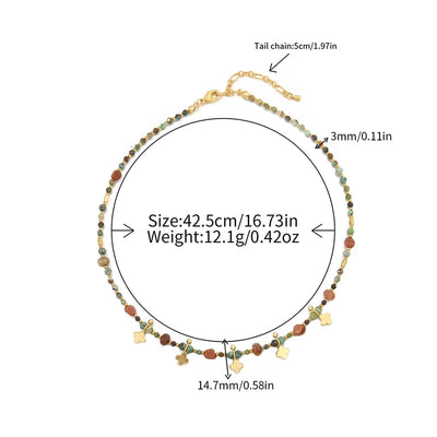 Casual Cute Commute Irregular natural stone Copper Beaded Chain Necklace In Bulk