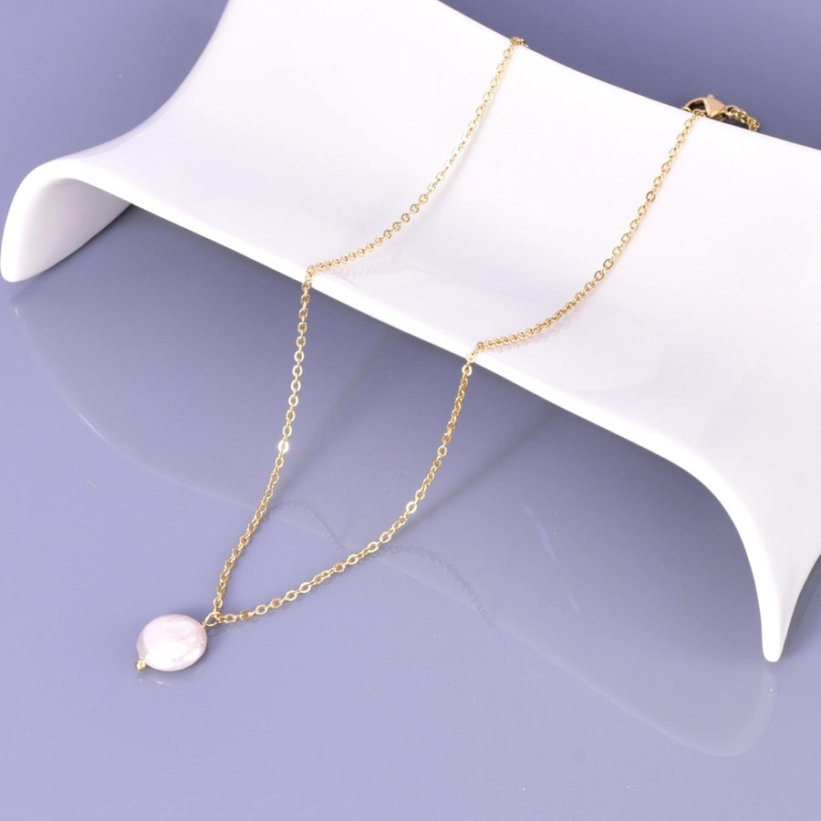 Jewelry Simple Style Heart Shape 304 Stainless Steel Titanium Steel Freshwater Pearl 18K Gold Plated Plating Layered Necklaces