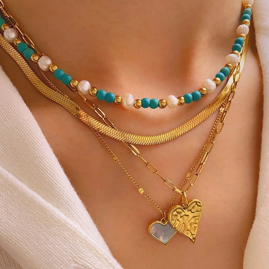 Jewelry Simple Style Heart Shape 304 Stainless Steel 18K Gold Plated Pendant Necklace