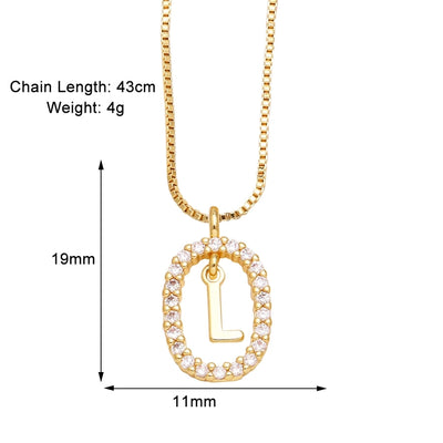 Jewelry Modern Style Simple Style letter 201 Stainless Steel Copper Zircon 18K Gold Plated Inlay Pendant Necklace