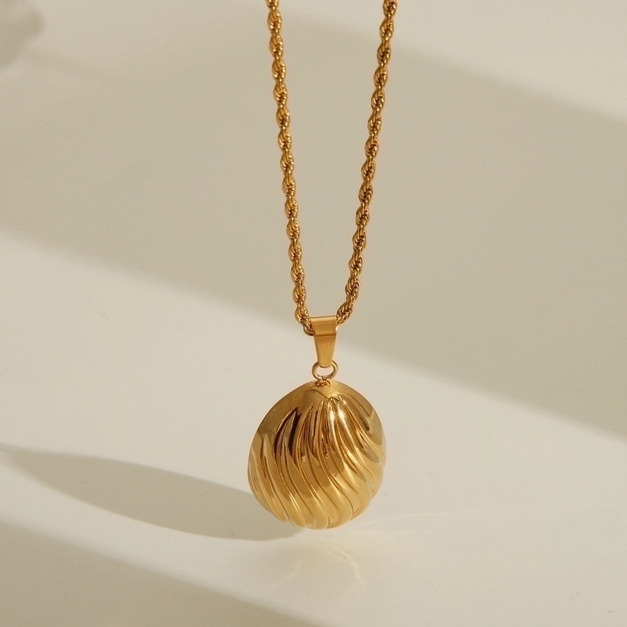 Jewelry Casual Commute Texture round 304 Stainless Steel 18K Gold Plated Earrings Necklace