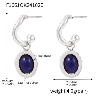 1 Pair Elegant Vacation Geometric Inlay 304 Stainless Steel Agate 18K Gold Plated Drop Earrings