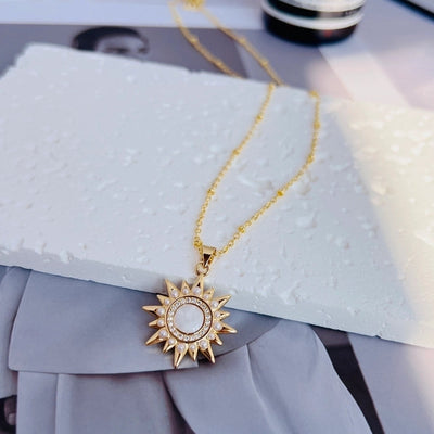 Copper 18K Gold Plated Enamel Inlay Round Virgin Mary Artificial Pearls Zircon Pendant Necklace