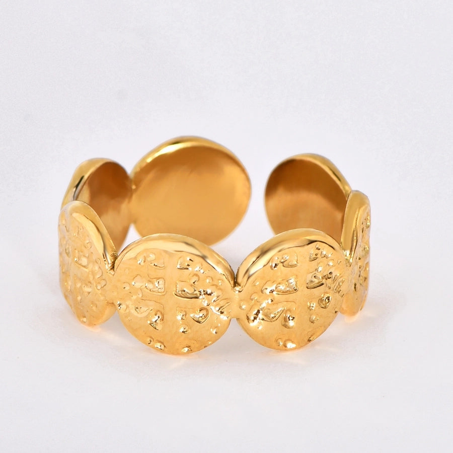 Jewelry Elegant Geometric Solid Color 304 Stainless Steel 18K Gold Plated Open Rings