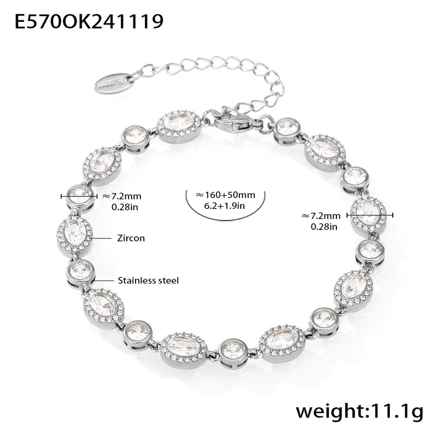 Elegant Luxurious Geometric 304 Stainless Steel 18K Gold Plated Zircon  Bracelets In Bulk