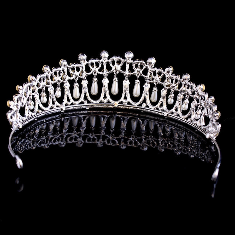 Baroque Queen  Large Crown Pearl Rhinestone Hair Accessories Bride Crown European Style Wedding Princess Crown Headwear